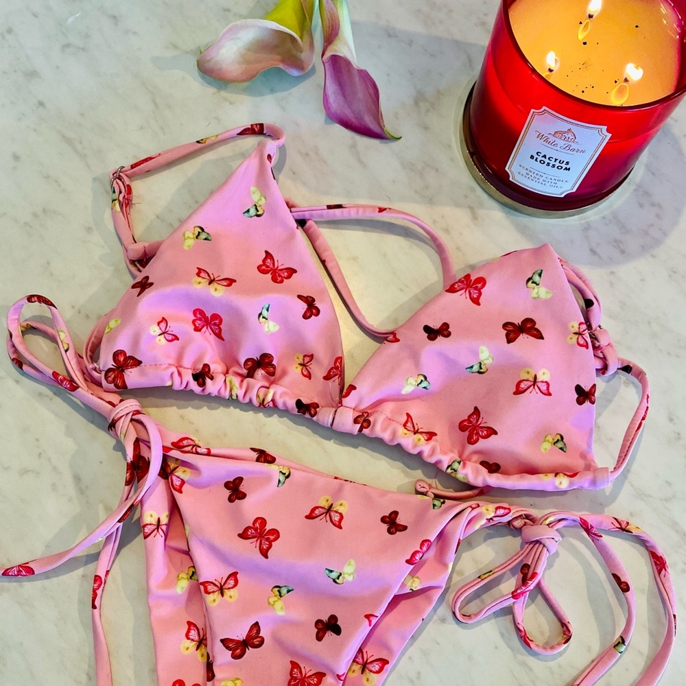Pink Butterfly Bikini Set!